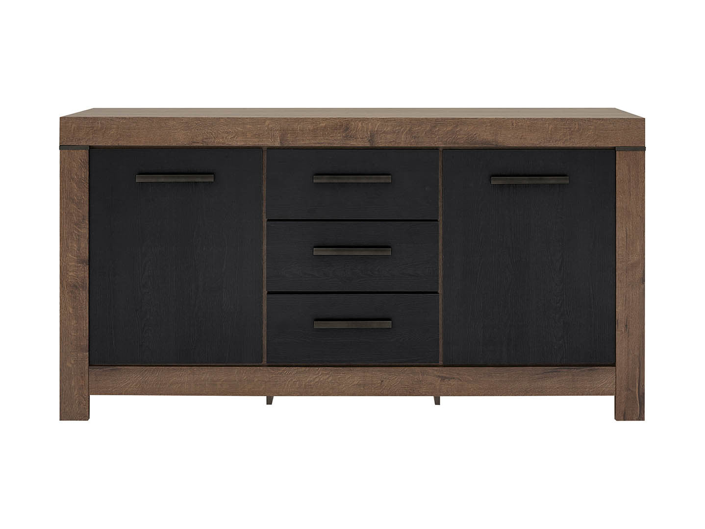 Balin Sideboard 160×85 cm – 2 Doors, 3 Drawers, Soft-Close | Monastery Oak & Black Oak