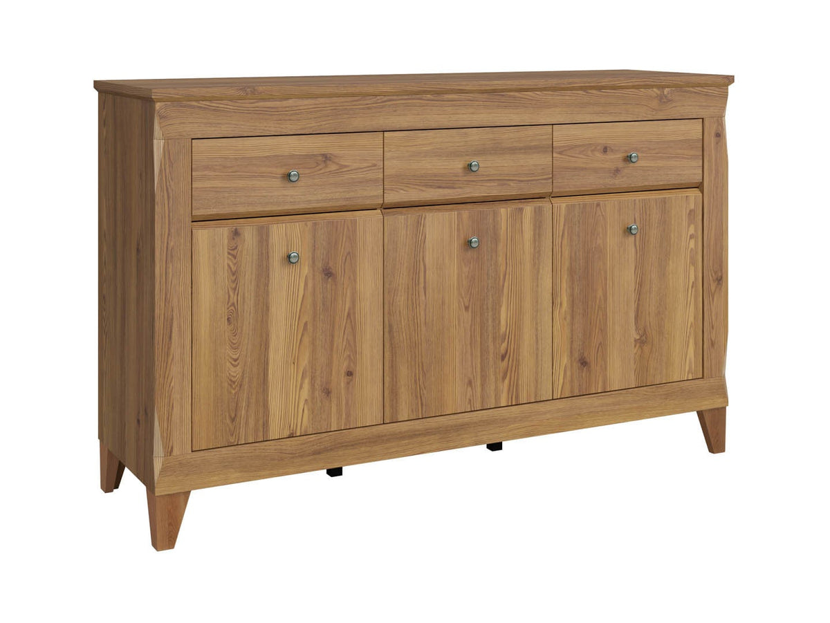 Bergen Chest of Drawers 156 cm – Golden Sibiu Larch | 3 Cabinets, 3 Drawers & Soft-Close