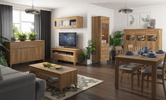 Bergen Chest of Drawers 156 cm – Golden Sibiu Larch | 3 Cabinets, 3 Drawers & Soft-Close