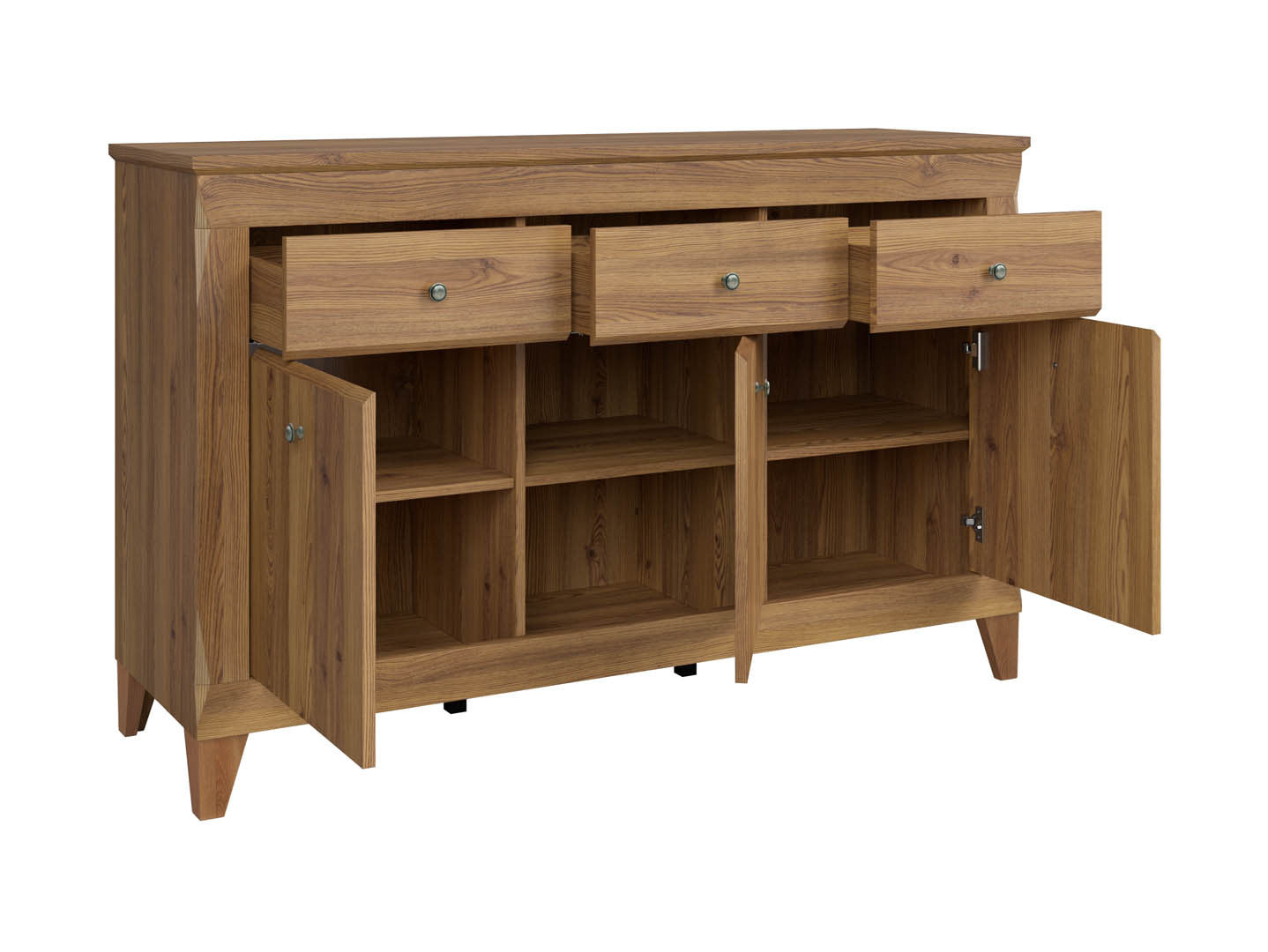 Bergen Chest of Drawers 156 cm – Golden Sibiu Larch | 3 Cabinets, 3 Drawers & Soft-Close