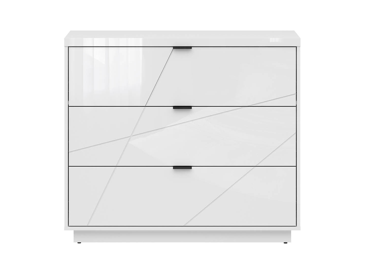 Forn Chest of Drawers | 3 Soft-Close Drawers & Routed Fronts | White Gloss | 106x93x42.5cm