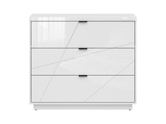 Forn Chest of Drawers | 3 Soft-Close Drawers & Routed Fronts | White Gloss | 106x93x42.5cm