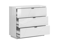 Forn Chest of Drawers | 3 Soft-Close Drawers & Routed Fronts | White Gloss | 106x93x42.5cm