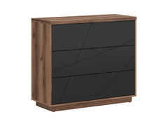 Forn — Chest of Drawers | 106 × 93 cm | 3 Soft-Close Drawers | Dark Delano Oak & Matt Black