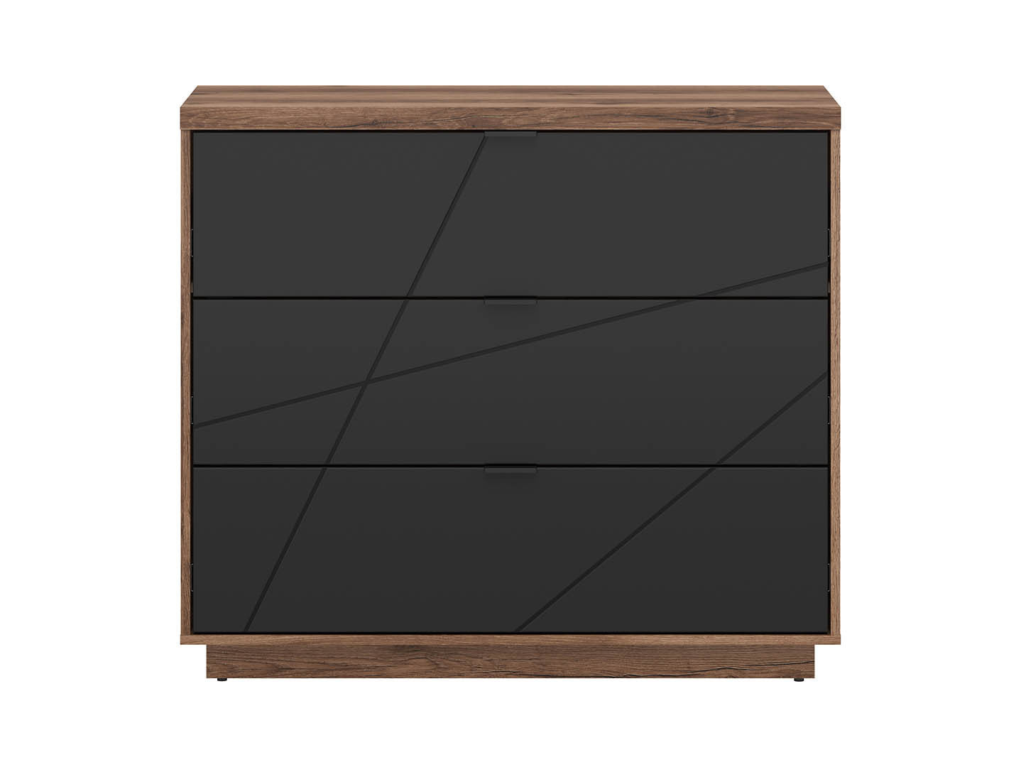Forn — Chest of Drawers | 106 × 93 cm | 3 Soft-Close Drawers | Dark Delano Oak & Matt Black