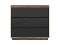 Forn — Chest of Drawers | 106 × 93 cm | 3 Soft-Close Drawers | Dark Delano Oak & Matt Black