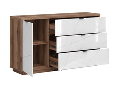 Forn Sideboard | 1 Door, Shelf & 3 Drawers | Dark Delano Oak & White Gloss | 156x93x42.5cm