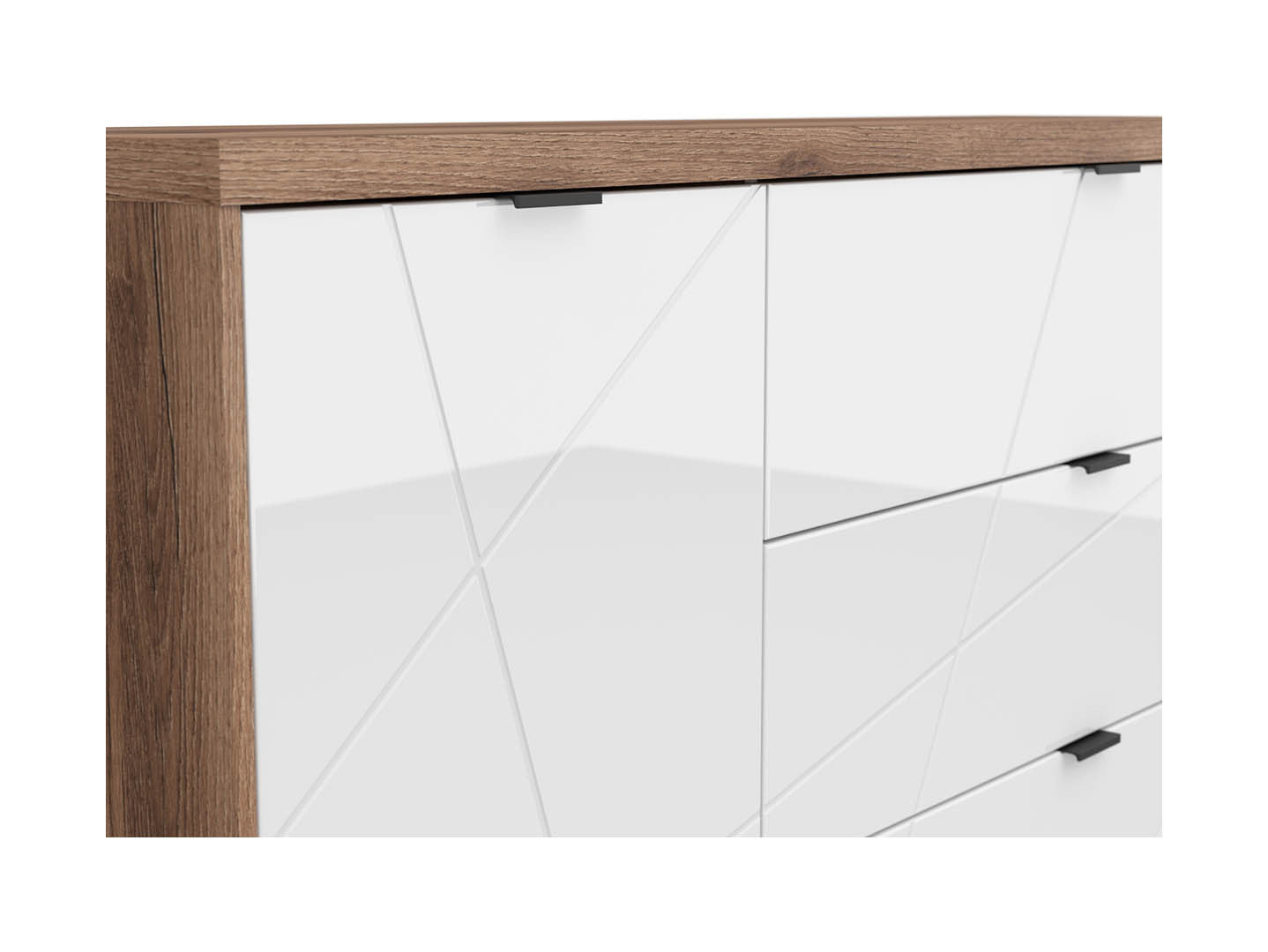 Forn Sideboard | 1 Door, Shelf & 3 Drawers | Dark Delano Oak & White Gloss | 156x93x42.5cm
