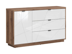 Forn Sideboard | 1 Door, Shelf & 3 Drawers | Dark Delano Oak & White Gloss | 156x93x42.5cm