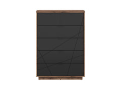 Forn Chest of Drawers – 6-Drawer Soft-Close Dresser | Dark Delano Oak / Black Matt | 90cm