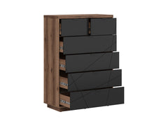 Forn Chest of Drawers – 6-Drawer Soft-Close Dresser | Dark Delano Oak / Black Matt | 90cm