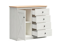 Frija Chest of Drawers 103 cm – 2 Doors & 4 Drawers – Andersen Pine White / Artisan Oak