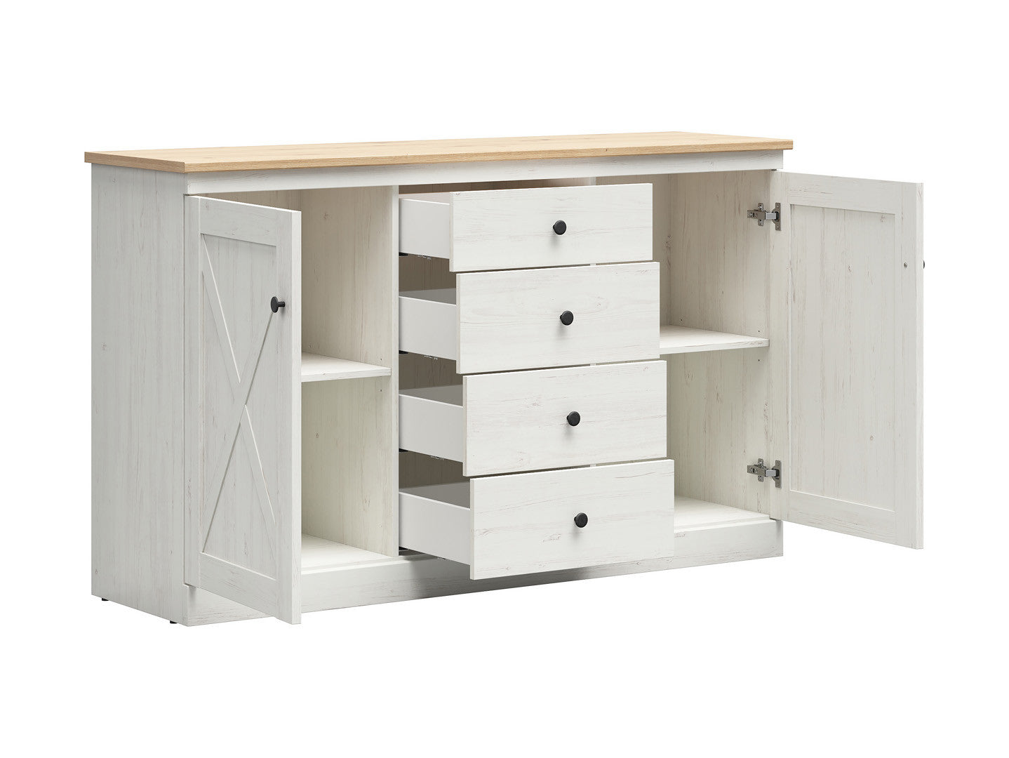 Frija — Chest of Drawers | 4 Drawers & 2 Doors | Andersen Pine & Artisan Oak | Scandinavian Style