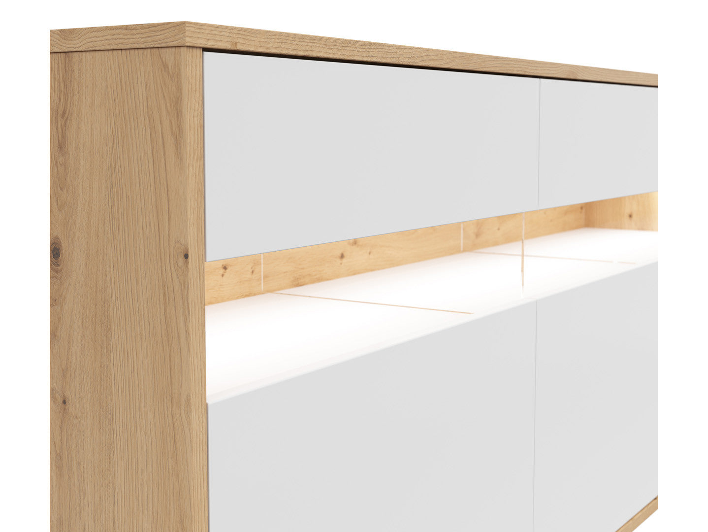 Gap Large Sideboard 190cm – Artisan Oak, White & Black | 3 Drawers & Shelves