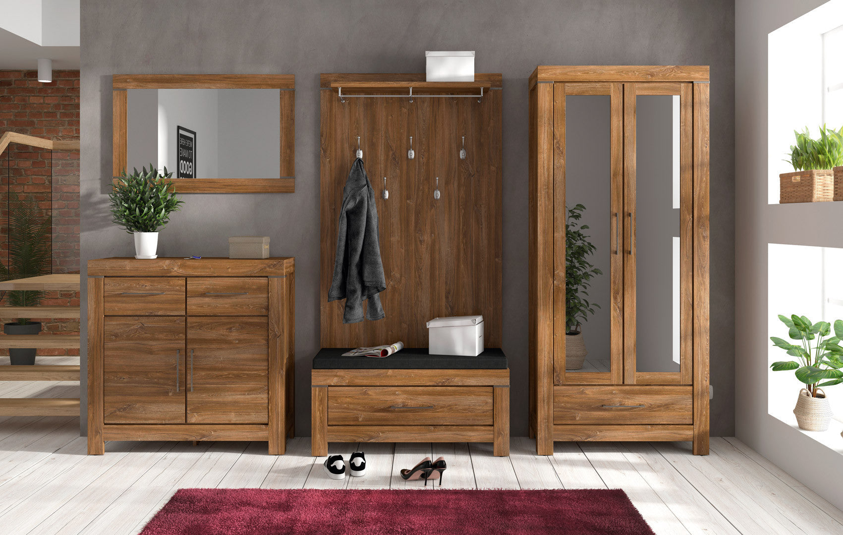 Gent Hallway Chest of Drawers — 2 Doors, 4 Shelves, 2 Drawers & Soft-Close, Stirling Oak