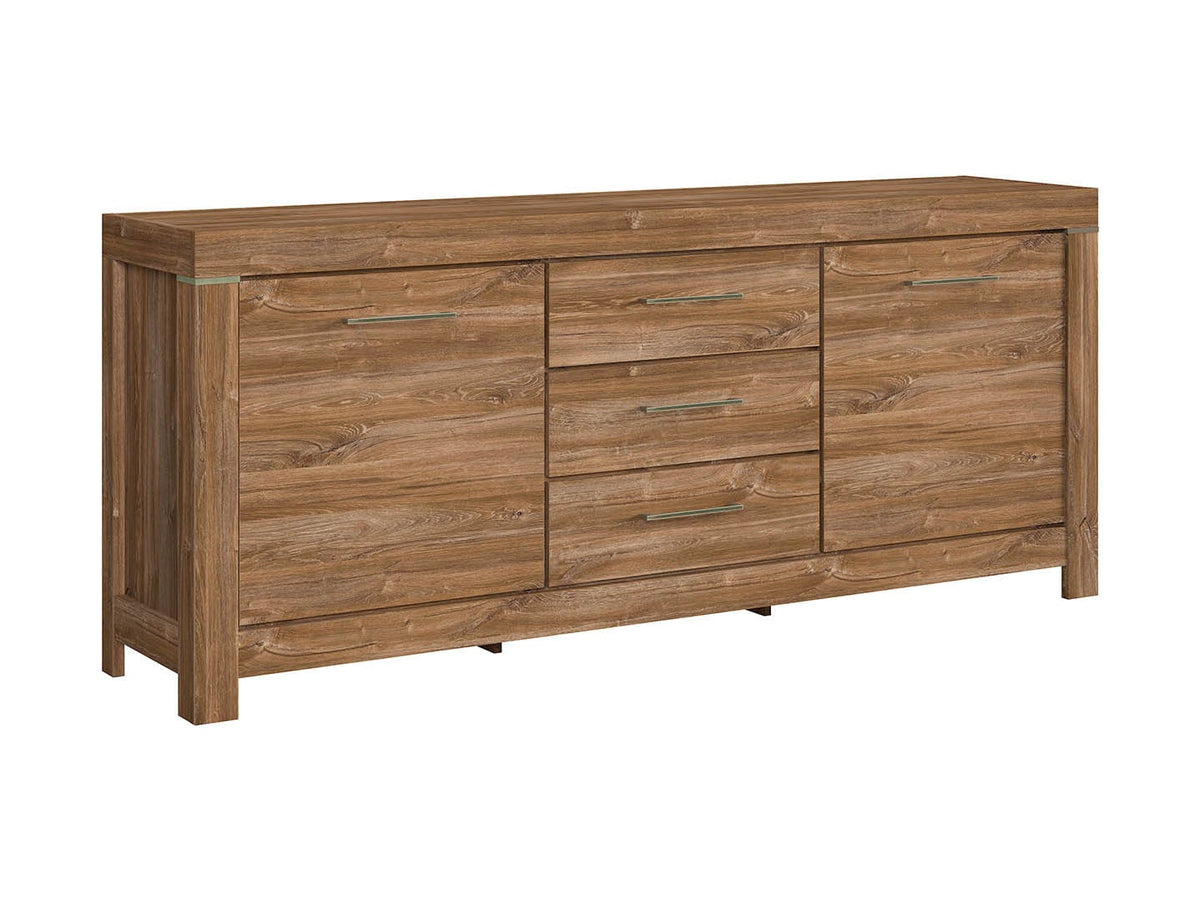 Gent Chest of Drawers | 3 Drawers & 4 Sections | Stirling Oak | 200x85cm | Soft-Close