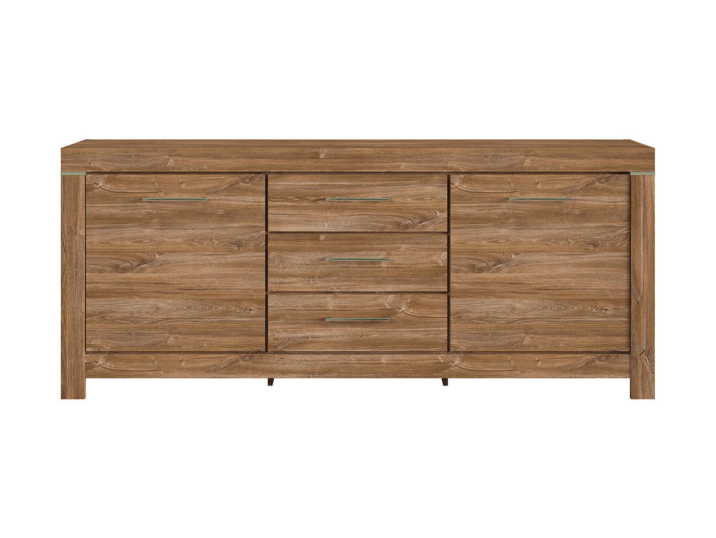 Gent Chest of Drawers | 3 Drawers & 4 Sections | Stirling Oak | 200x85cm | Soft-Close