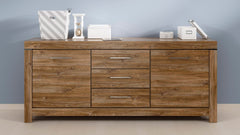 Gent Chest of Drawers | 3 Drawers & 4 Sections | Stirling Oak | 200x85cm | Soft-Close