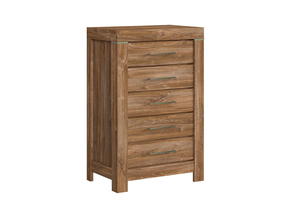 Gent Chest of Drawers — 5 Drawers, Soft-Close Runners & Scratch-Resistant Top, Stirling Oak
