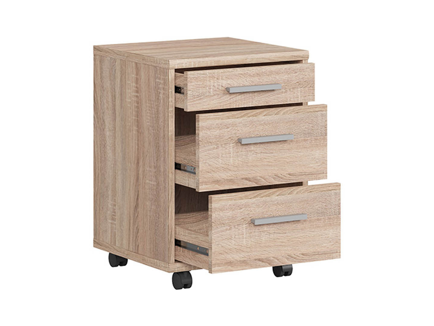 BRW Office Mobile Pedestal | 3 Drawers & Castors | Sonoma Oak | 40x56x38.5cm | Under-Desk