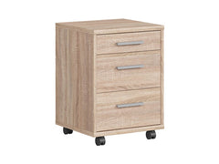 BRW Office Mobile Pedestal | 3 Drawers & Castors | Sonoma Oak | 40x56x38.5cm | Under-Desk