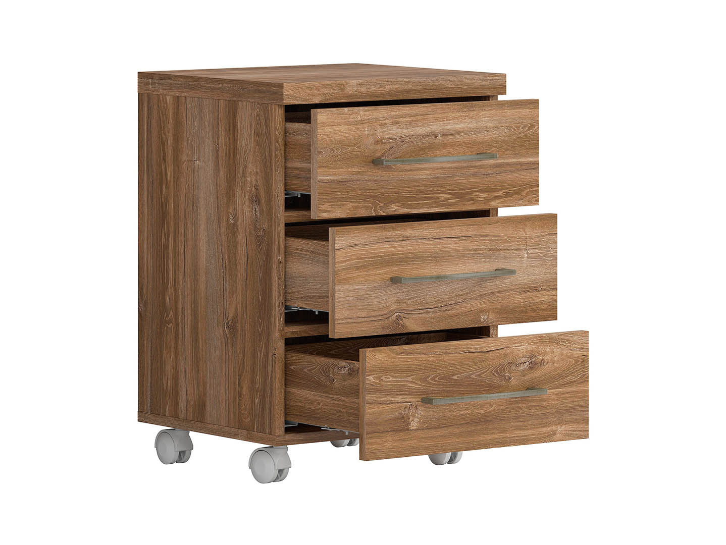Gent Mobile Pedestal | Stirling Oak | 3 Drawers | Soft-Close | 42×60 cm