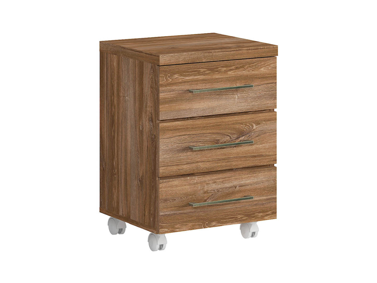 Gent Mobile Pedestal | Stirling Oak | 3 Drawers | Soft-Close | 42×60 cm