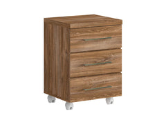 Gent Mobile Pedestal | Stirling Oak | 3 Drawers | Soft-Close | 42×60 cm