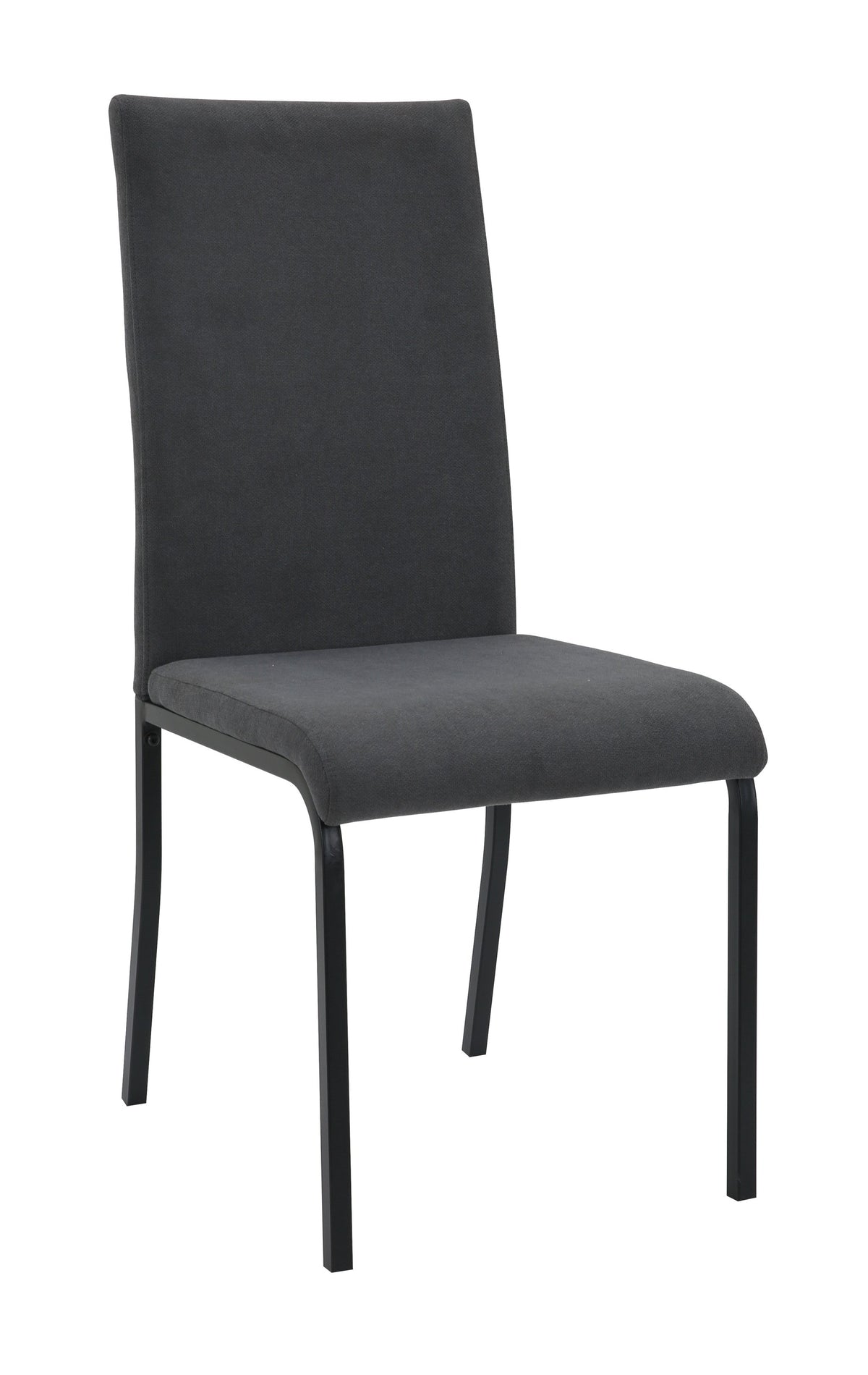 Anne Upholstered Dining Chair – High Back, Powder-Coated Metal Frame | Dark Grey