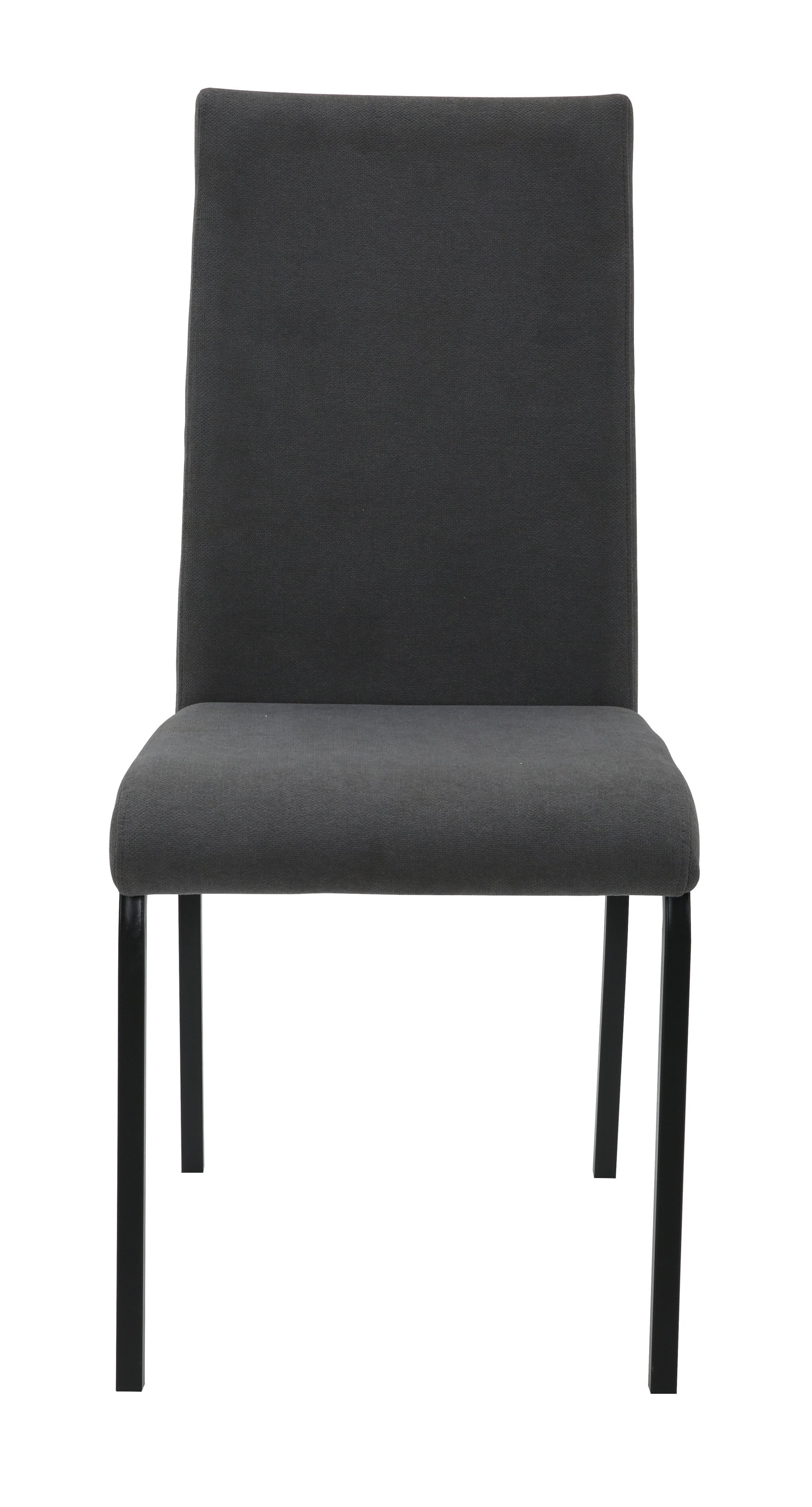 Anne Upholstered Dining Chair – High Back, Powder-Coated Metal Frame | Dark Grey