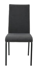 Anne Upholstered Dining Chair – High Back, Powder-Coated Metal Frame | Dark Grey