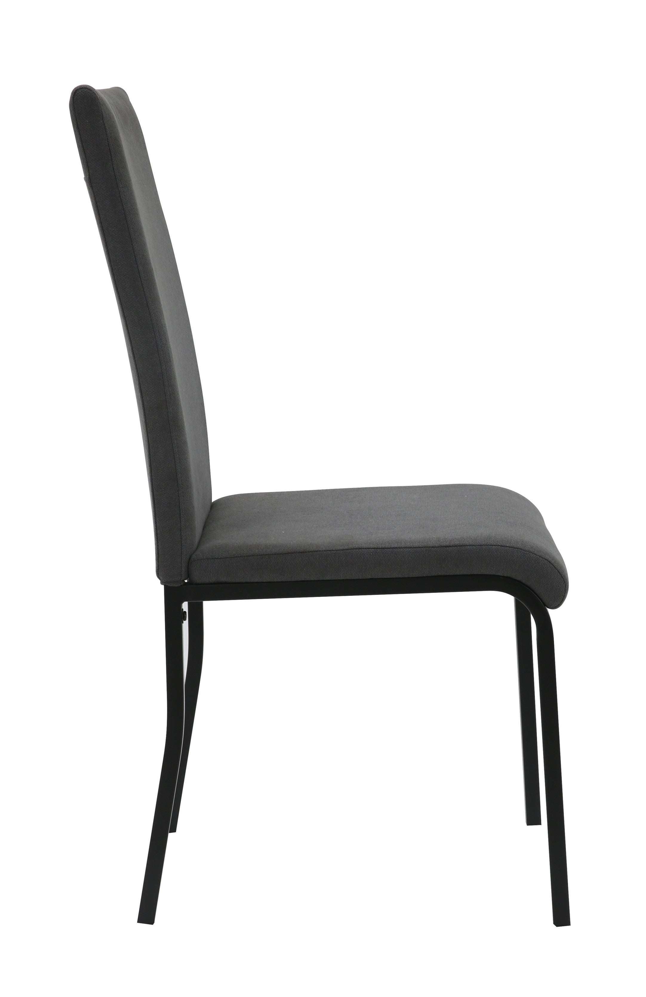 Anne Upholstered Dining Chair – High Back, Powder-Coated Metal Frame | Dark Grey