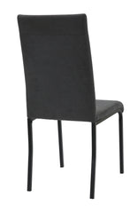 Anne Upholstered Dining Chair – High Back, Powder-Coated Metal Frame | Dark Grey