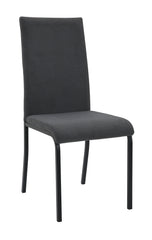 Anne Upholstered Dining Chair – High Back, Powder-Coated Metal Frame | Dark Grey