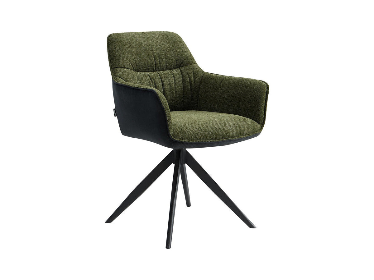 Akita Swivel Dining Chair – Green | Soft Upholstered Seat & Black Metal Legs