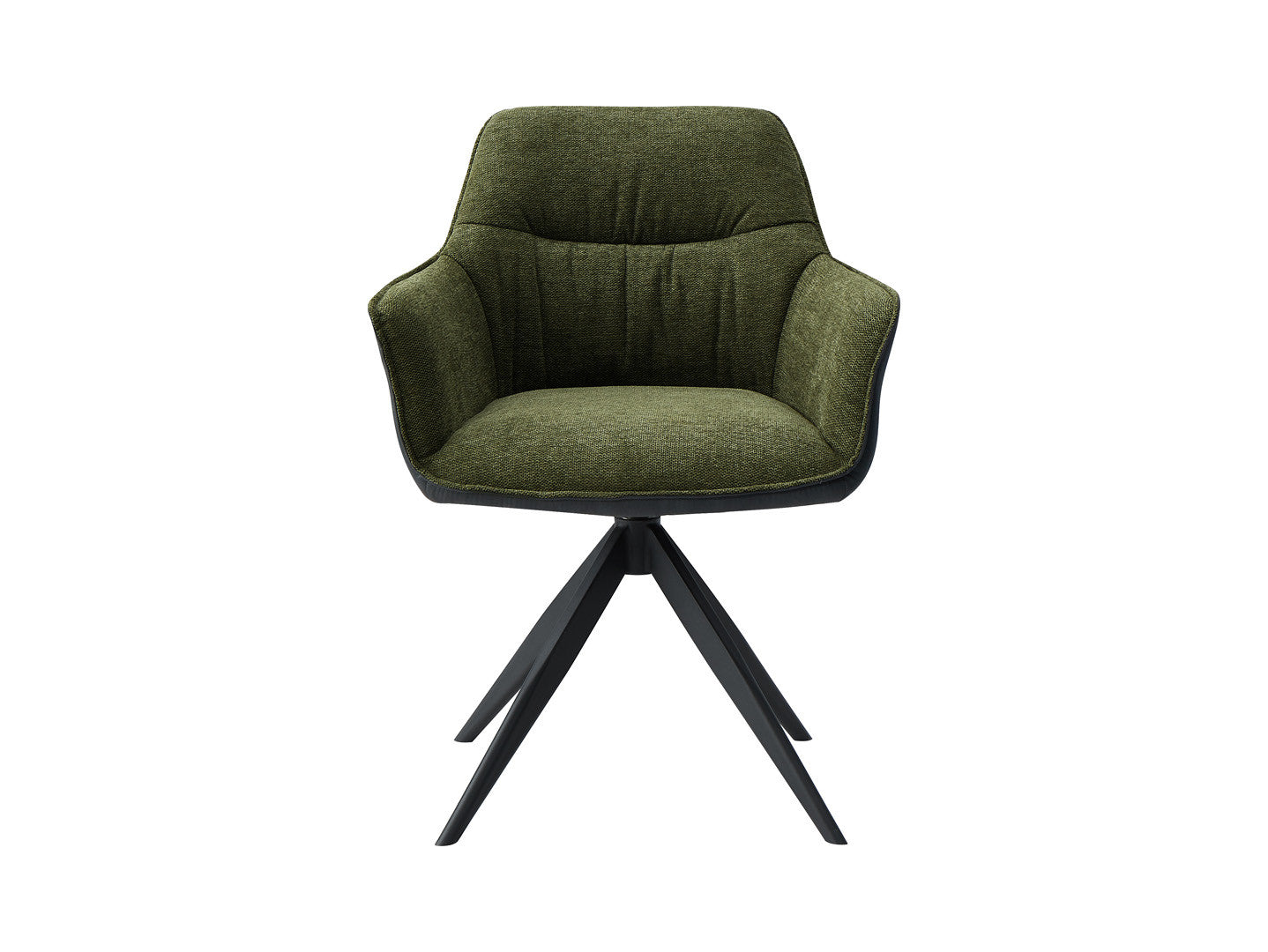Akita Swivel Dining Chair – Green | Soft Upholstered Seat & Black Metal Legs