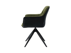 Akita Swivel Dining Chair – Green | Soft Upholstered Seat & Black Metal Legs
