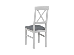 Alla 3 Upholstered Dining Chair – Beech Wood Frame | Grey Fabric & White Legs