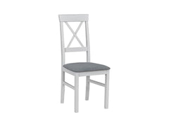 Alla 3 Upholstered Dining Chair – Beech Wood Frame | Grey Fabric & White Legs