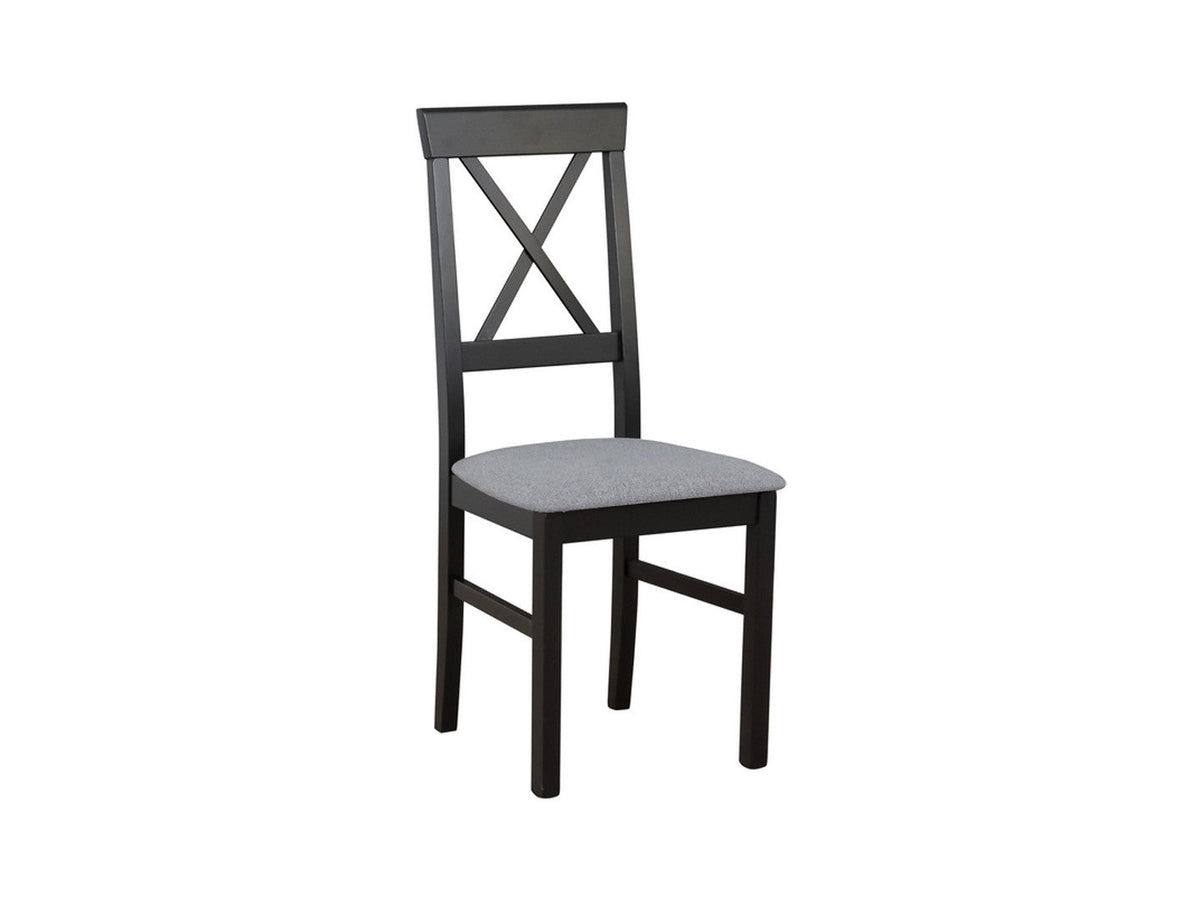 Alla 3 Dining Chair — Upholstered Seat, Black Beech Frame & Timeless Grey Fabric, Barrel 90