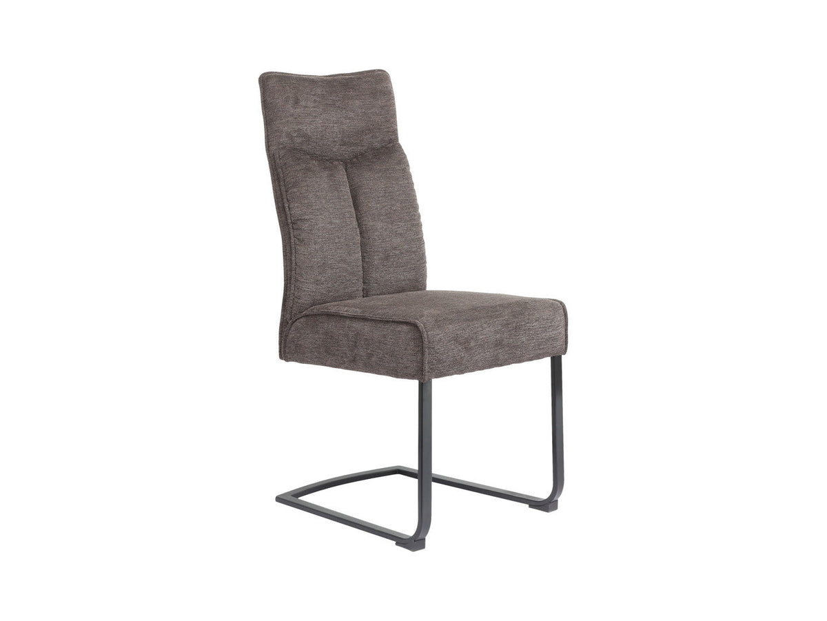 Buffy Upholstered Dining Chair – Black Frame / Brown
