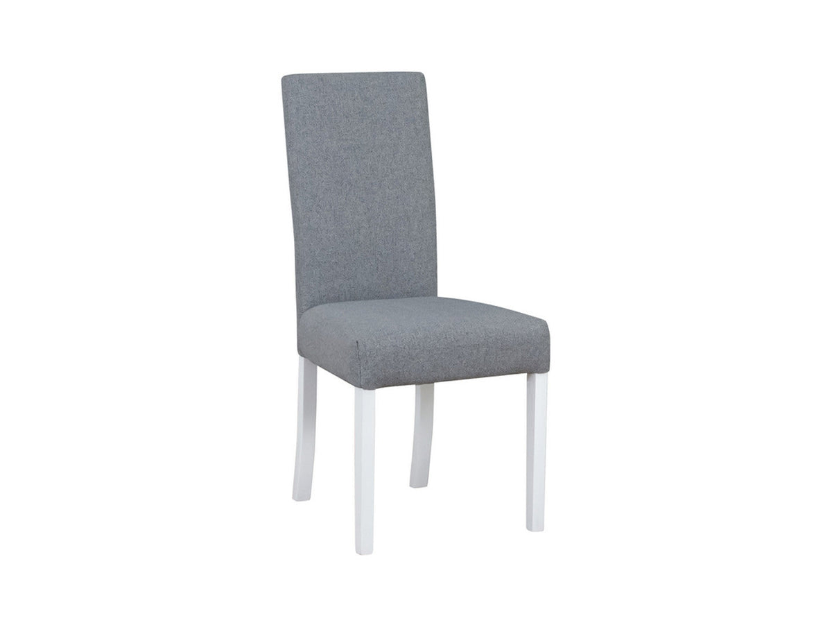 Campel Dining Chair — Grey Upholstered Seat, White Frame & Timeless Design, Barrel 90