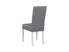 Campel Dining Chair — Grey Upholstered Seat, White Frame & Timeless Design, Barrel 90