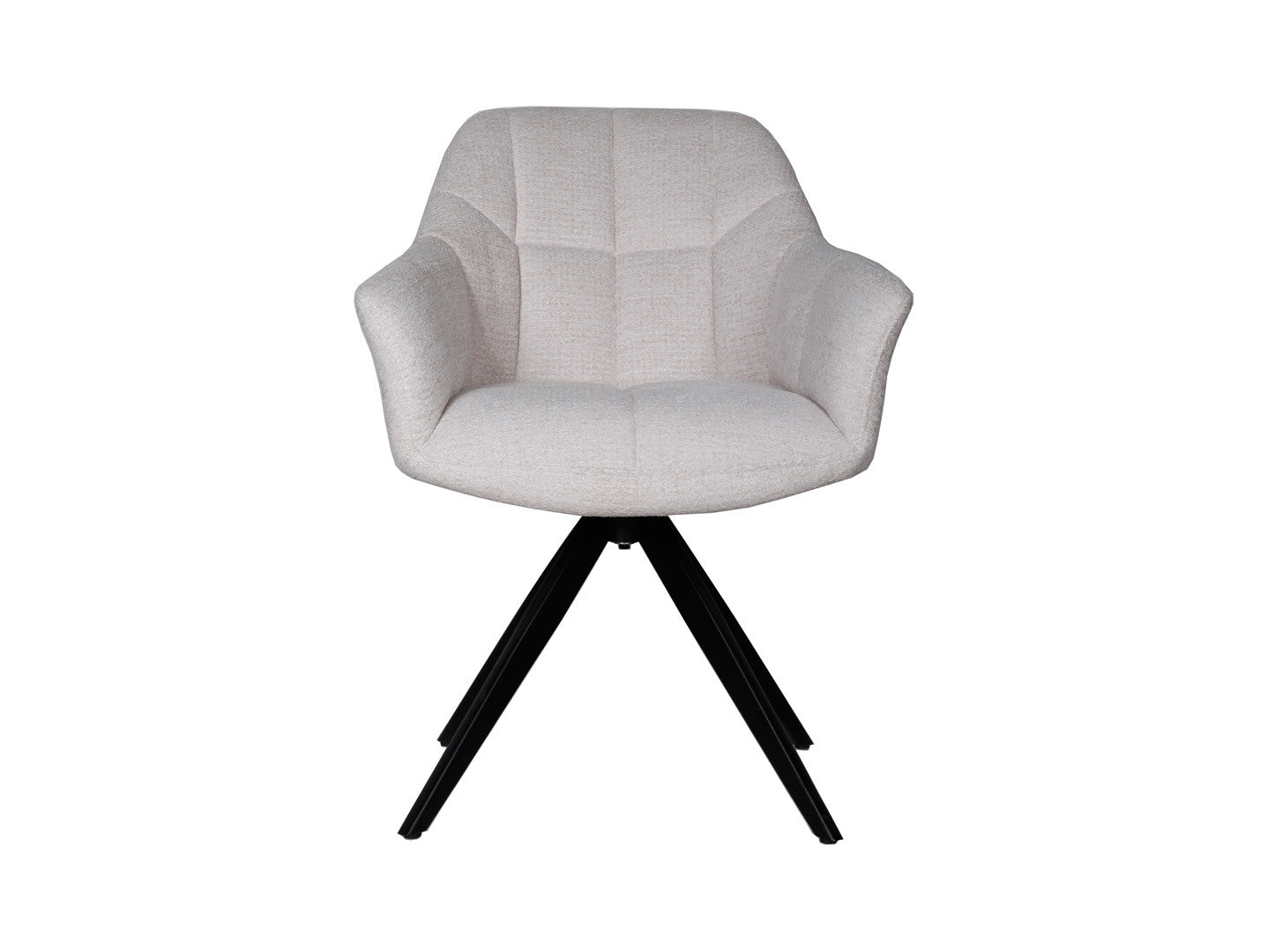 Chort Swivel Dining Chair — 360° Rotation, Soft Fabric & Black Metal Frame, Creme