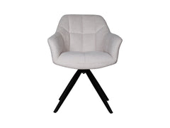 Chort Swivel Dining Chair — 360° Rotation, Soft Fabric & Black Metal Frame, Creme
