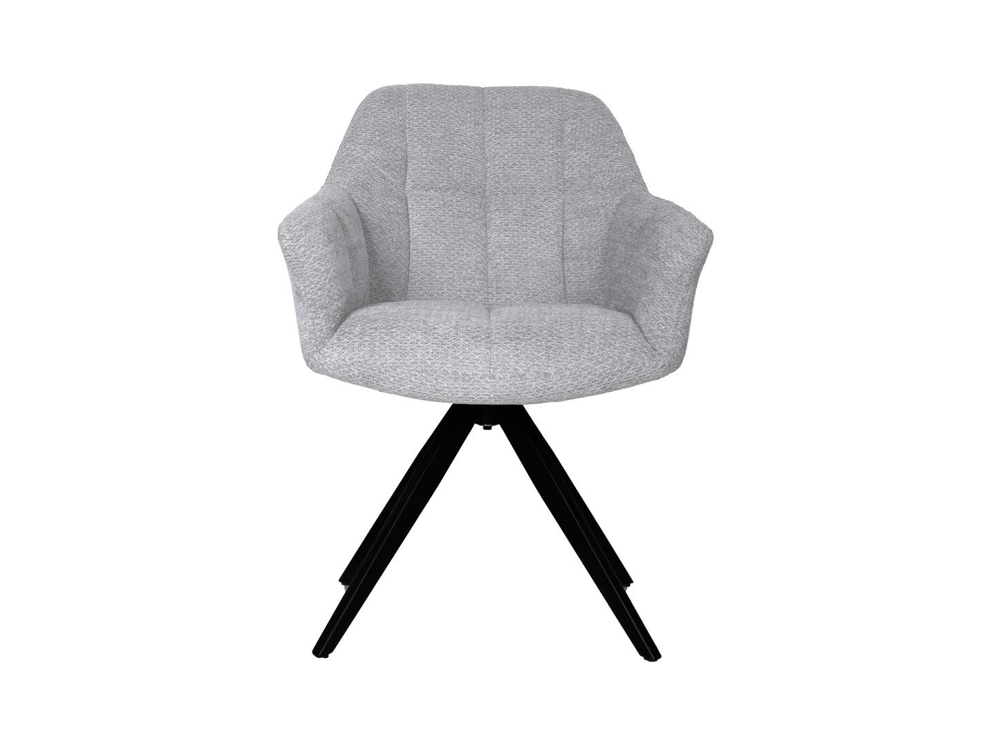 Chort 360° Swivel Chair – Grey Upholstery | Soft Foam | Decorative Stitching | Black Powder-Coated Metal Frame | 61×62×84 cm