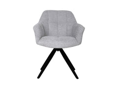 Chort 360° Swivel Chair – Grey Upholstery | Soft Foam | Decorative Stitching | Black Powder-Coated Metal Frame | 61×62×84 cm