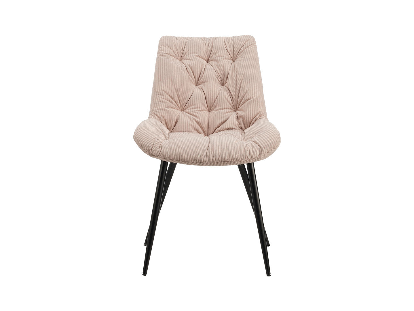 Claudio Corduroy Dining Chair – Foam-Filled with Decorative Stitching & Black Metal Legs | Light Pink | 4 Colours