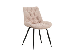 Claudio Corduroy Dining Chair – Foam-Filled with Decorative Stitching & Black Metal Legs | Light Pink | 4 Colours