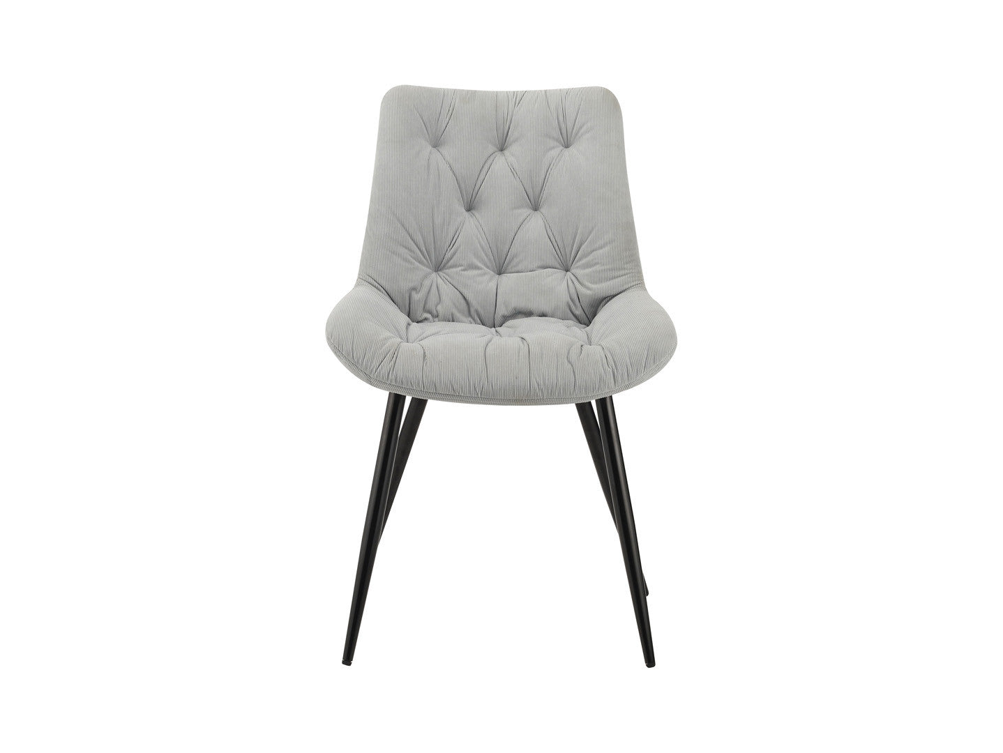 Claudio Upholstered Dining Chair — Corduroy Fabric & Black Metal Legs, Light Blue
